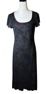 Vintage Y2K AGB Black Sparkle Floral Hi-Low Dress Sz 6 | Goth Party Made‎ in USA Photo 0