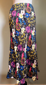 Anthropologie boho whimsi dainty resort fairy Floral Midi Skirt Black Multi Sm Photo 0