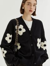 Commense floral button front cardigan black white Photo 0