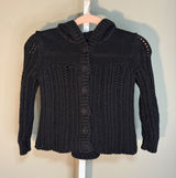 American Eagle Hooded Chunky Knit Cardigan Sweater Black SP Petite 90's Photo 0