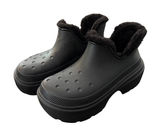 Crocs Stomp Lined Boot Women 10 Men 8 Black Faux Fur Platform Ankle Bootie Boots Photo 0