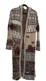 FREE PEOPLE Mixed Media Longline Cardigan Sweater Duster Hooded Size Medium Photo 0