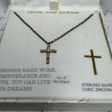 Olivia and‎ Jackson Sterling Silver Cubic Zirconia Cross Necklace 16+2" NIB Photo 0