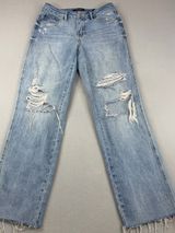 Judy Blue 90s Straight Jeans 3/26 High Rise Distressed Raw Hem Light Wash Photo 0