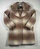 Jessica Simpson Plaid Wool Blend Coat Womens XS Camel Brown Ombre Peacoat Jacket Photo 0