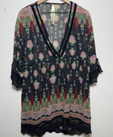 Anthropologie Uncle Frank Women Whimsigoth Coverup Dress Small Velour Crochet Photo 0