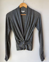 Vtg Cache Metallic Stretchy Top Jewel Plunging Neckline Photo 0