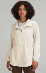 Lululemon Sz 14 Softstreme Cinch Waist Jacket Full Zip White Opal Bone Hooded Photo 0
