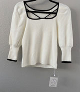 NWT Ribbed Puff Sleeve Sweater XS Preppy Feminine Girly Strappy Clean Girl Photo 0