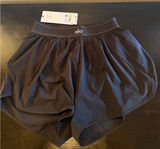 ALO Yoga Black Women's Athletic Shorts with Elastic Logo Waistband Photo 0