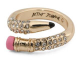 BETSEY JOHNSON Gold Plated Pave Crystal Pencil Wrap Band Ring Gift Box Size 7.5 Photo 0