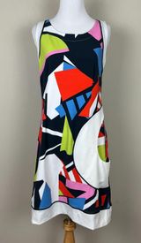 Dolcezza Dress Womens Medium Colorful Shift 60s 70s Sleeveless Pocket Mod Mini M Photo 0