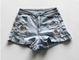 American Eagle High Waisted Distressed Denim Shorts Light Wash Size 8 Cuffed Photo 0