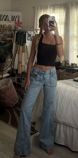 Flare Button Pocket Jeans Photo 0