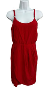 Amanda Uprichard Silk Tulip Hem Adjustable Strap Cherry Red Mini Dress Sz Small Photo 0
