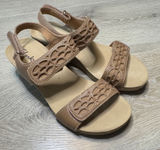 Clarks Lexi Marigold Q Tan Leather Laser Cut Wedge Sandals Size Womens 7 Photo 0