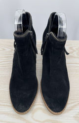 Dolce Vita Jana Black Suede Ankle Boots 7.5 Side Zippers Block Heel Western Boho Photo 0
