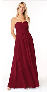Azazie Yazmin Burgundy A-line Sweetheart Chiffon Dress Formal Gown, approx sz 2 Photo 0
