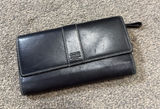 Vintage Coach Signature Black Leather Slim Trifold Long Wallet Photo 0