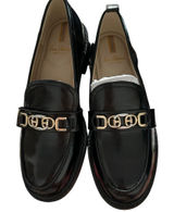 Sam Edelman Black Patent Leather Loafers with Gold Hardware Photo 0