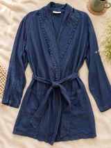 Bryn Walker 100% Linen Hooded Wrap Jacket‎ Cardigan Made in USA XL Lagenlook Photo 0