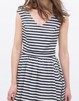 Zara V-Neck Fit and Flare Striped Skater Dress‎ XS Photo 0