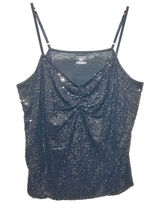 Lane Bryant Women Cami Top 26/28 Black Sequin Drape Front Party Y2K Disco Glam Photo 0