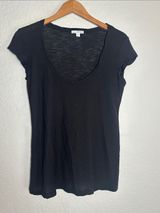 Standard James Perse Black Tissue Tee Scoop Neck Cap Sleeve T-Shirt Minimalist Photo 0