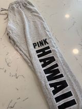 PINK Victoria's Secret Light Gray Joggers with Black 'HAWAII' Lettering Photo 0