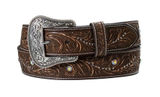 Nocona Western Belt Womens Scroll Nail Heads Leather Brown N320008502 Small Photo 0