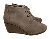 TOMS Womens Desert Wedge Taupe Suede Lace Up Ankle Booties Size 8 Photo 0