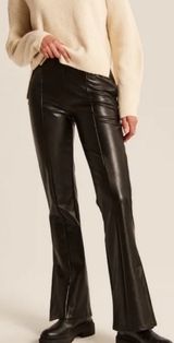 Abercrombie & Fitch Vegan Leather Flare Split Leg Pant - Extra Small Short Photo 0