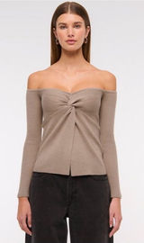Abercrombie & Fitch Off-The-Shoulder Twist Sweater Top Brown NWT M $60 Photo 0