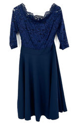 Miss May Size Large Dress Blue Round Neck‎ Gown 3/4 Sleeve Lace Formal Prom Photo 0