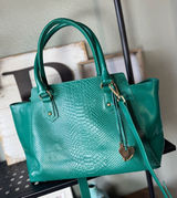 Cuore & Pelle Green Musette Snakeskin Satchel Handbag Photo 0