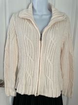 Women’s St John’s Bay Cream Zip Up Sweater Cardigan Size Small Petite Photo 0