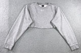 Nike Sweatshirt Women M Grey Cropped Raw Hem‎ Center Swoosh Pullover Fleece Photo 0