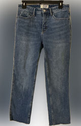 We The Free -Free People Crop Straight Leg Jeans 28 Medium Wash Raw Hem Classic Photo 0