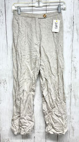 Lioness Pants Women Size Small Tan Linen Straight Leg Button Zip Fly Cuffed Photo 0
