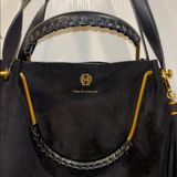 House Of Harlow 1960 Black Suede Bag W/ Shoulder Strap Gold/Brass Toned Handle Photo 0