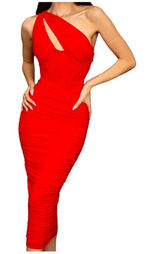 House Of CB Valentina Bodycon One Shoulder Glam Midi Dress Red Size XS NWOT Photo 0