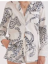 Desmond And Dempsey Black Jaguar Cotton Pajama Set Photo 0