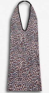 Elegant Moments Leopard Print Halter‎ Chemise Nightgown Deep V Neck Brown Black Photo 0