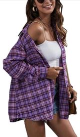NWT Purple Oversized Flannel Size L Photo 0