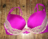 Victoria’s Secret Magenta lace trimmed very sexy push up bra Photo 0