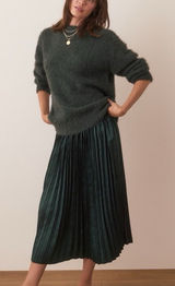 NWT Marine Layer Chelsea Pleated Midi Skirt Green Gables Size Large Defect Photo 0