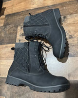 JBU Black Quilted Lace Up & zip Ankle Boots 9 wide new Photo 0