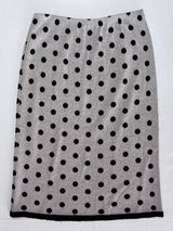 Vintage Polka Dot Knit Wool Blend Pencil Skirt - Size 6 - Tan Black Poka Dots Photo 0