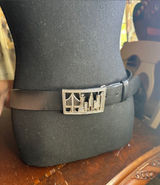 Brighton Black Leather Belt with Silver NYC Skyline Buckle and Rhinestones Photo 0