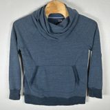 L.L.Bean Cozy Cowl Neck Pullover Womens XL Blue Kangaroo Pocket Stretch Travel Photo 0